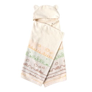 日本 Hoppetta 有機棉童趣森林熊耳朵浴巾(108x67cm) 總公司代理貨【麗兒采家】