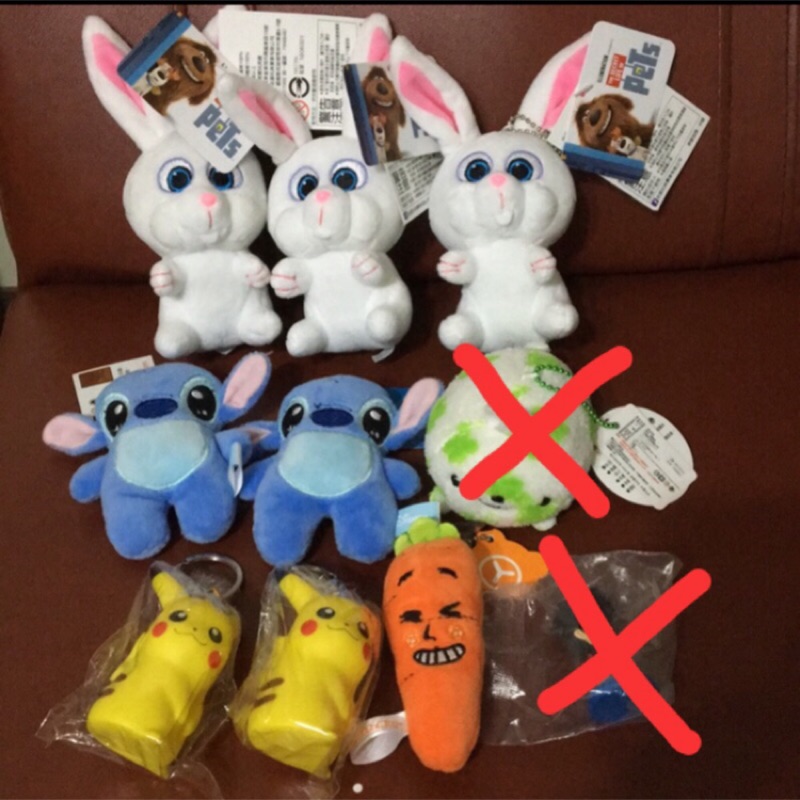 寵物當家兔子snowball /史迪奇/皮卡丘/胡蘿蔔 娃娃 吊飾