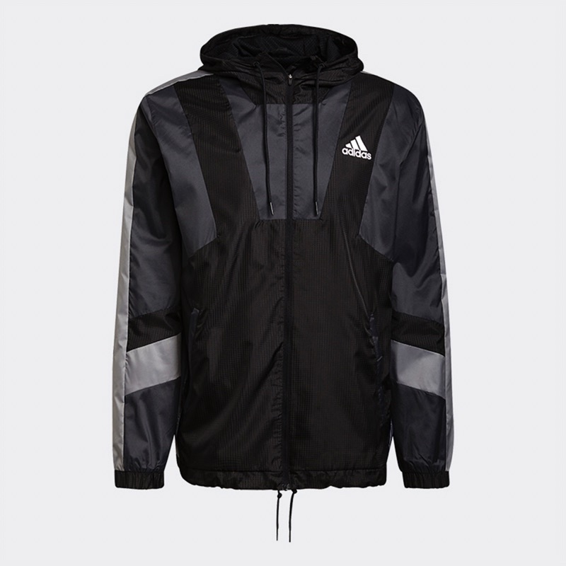[Adidas] 男生運動透氣風衣外套 亞規 黑色 H31442《曼哈頓運動休閒館》