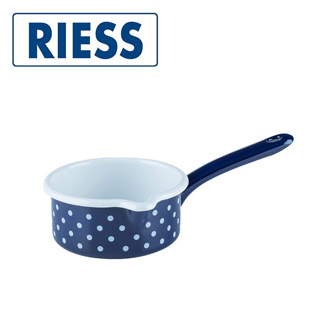 奧地利RIESS瑞斯 藍色頗爾卡圓點單把琺瑯湯鍋 12cm 0035-075 現貨 廠商直送