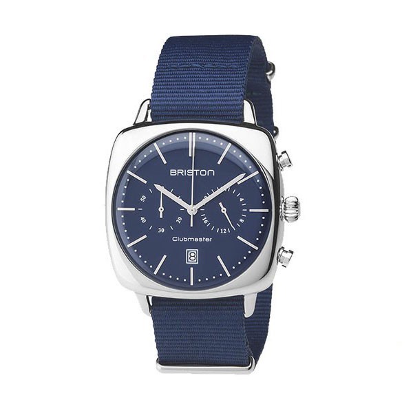 BRISTON 復古 手工方糖錶 藍色 銀框 尼龍錶帶 時尚百搭 手錶 男錶 女錶 石英錶 3750