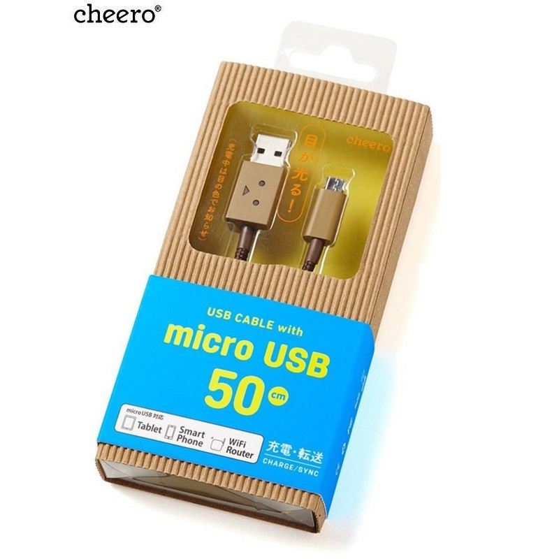 【露西小舖】日本Cheero阿愣micro USB充電傳輸線(50公分)快充線充電線資料傳輸線充電時眼睛發光(公司貨)