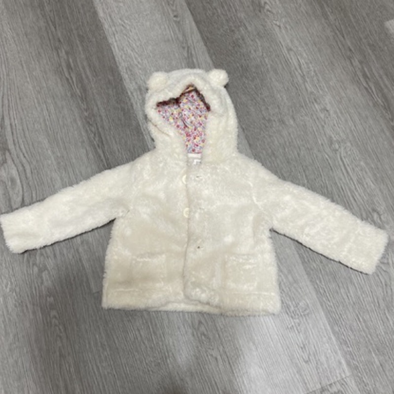 ［二手］GAP baby 6-12m 70cm 絨毛熊熊外套 鋪棉外套 白色外套 保暖外套 女童外套