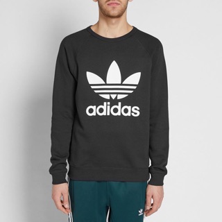 現貨 ADIDAS ORIGINALS TREFOIL CREW 上衣 三葉草 大學TEE 黑色 AY7791