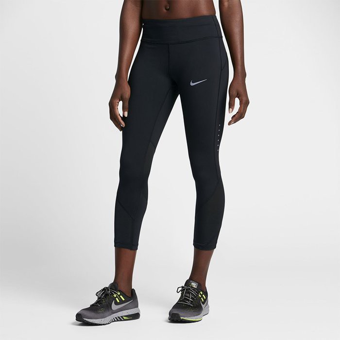 （修身版美 名模穿搭款）正品Nike 842922-010 女 網紗 有氧 運動 緊身中長褲 7分褲-黑色M/L