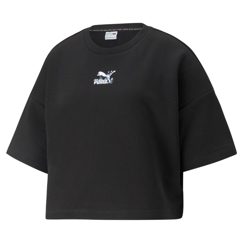 PUMA 流行系列Floral短袖T恤(F) 短袖上衣 女 黑色 53313101