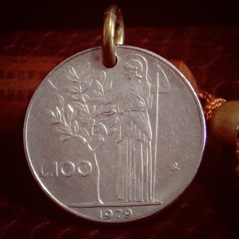 古董真實古硬幣  義大利 雅典娜與甘藍樹 項鍊配件 DIY  手作材料