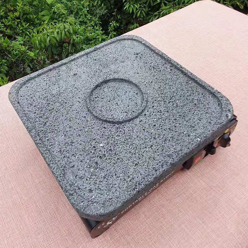 騰沖天然方形火山石燒烤石板可定制不粘煎盤牛排烤盤韓式石板燒