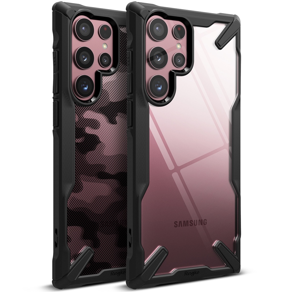 Ringke Fusion-X 防撞防滑 舒適握感手機殼 黑邊框 迷彩黑 Galaxy S22 Ultra