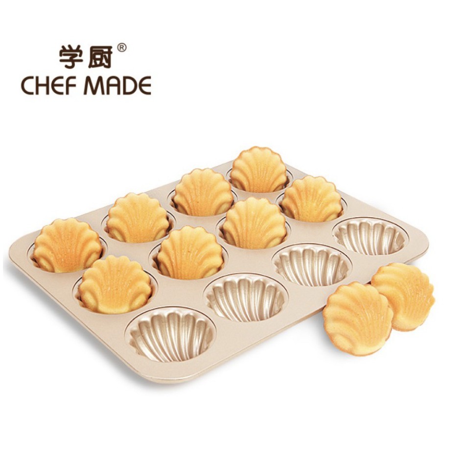 (烘焙小當家)Chefmade學廚WK9316日式胖貝殼貝殼12連瑪德琳瑪德蓮模香蕉型烘焙模具蛋糕模烤盤wk9316