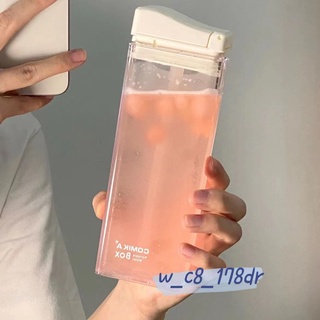 高顏值 COMIKA方盒水杯 335ml 便攜吸管杯 咖啡杯 隨行杯 飲水盒 冷飲杯 透明水杯 防漏隨行杯 冷水杯