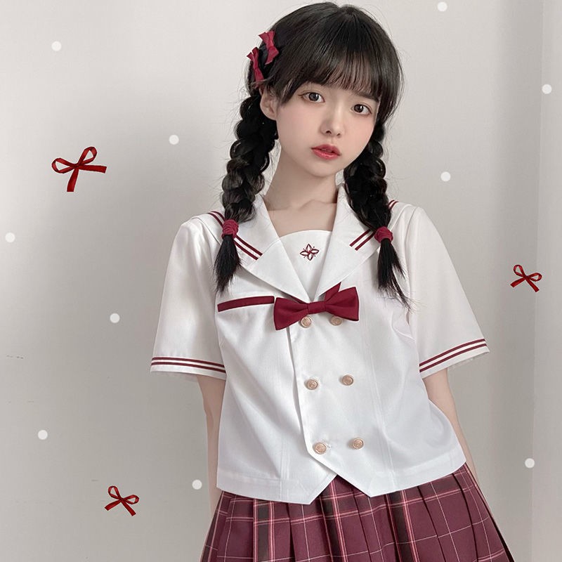 21夏季新款日系短袖襯衫夏服水手服短款上衣可愛學院風 7月日發完 蝦皮購物