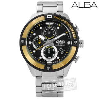 ALBA / VD57-X071Y.AM3324X1 / 競速霸氣三環計時不鏽鋼手錶 黑金色 46mm