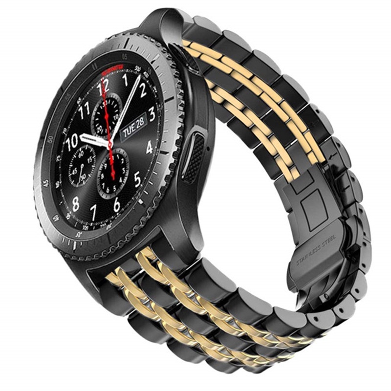 高檔七珠實心不銹鋼20mm 22mm快拆錶帶適配於華米三星手錶通用快拆更換錶帶