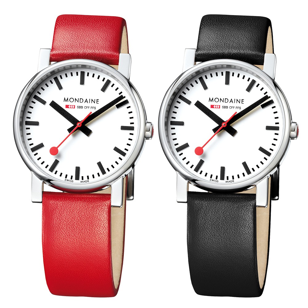 MONDAINE 瑞士國鐵經典腕錶/35mm-紅/黑錶帶任選 65811