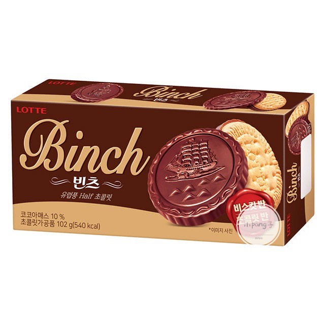 【附發票】韓國 樂天 BINCH 巧克力餅乾 102g 巧克力 餅乾 巧克力餅