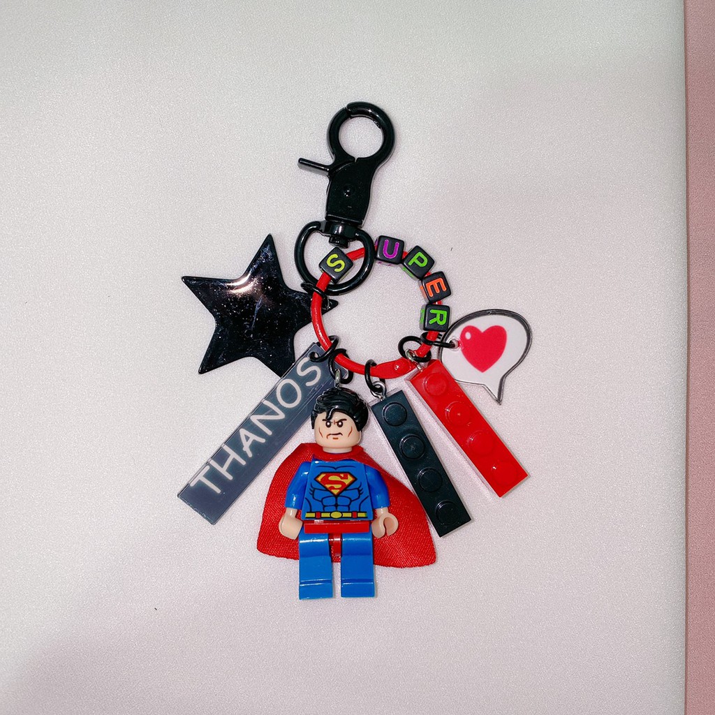 【現貨&amp;免費客製串珠】超人 Superman 樂高 LEGO 鑰匙圈