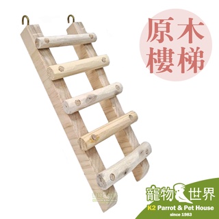 《寵物鳥世界》臺灣製 原木樓梯 │鸚鵡 小型中小型中型鳥 天然實木 鳥用啃咬玩具 攀爬樓梯 休憩平臺 AP020