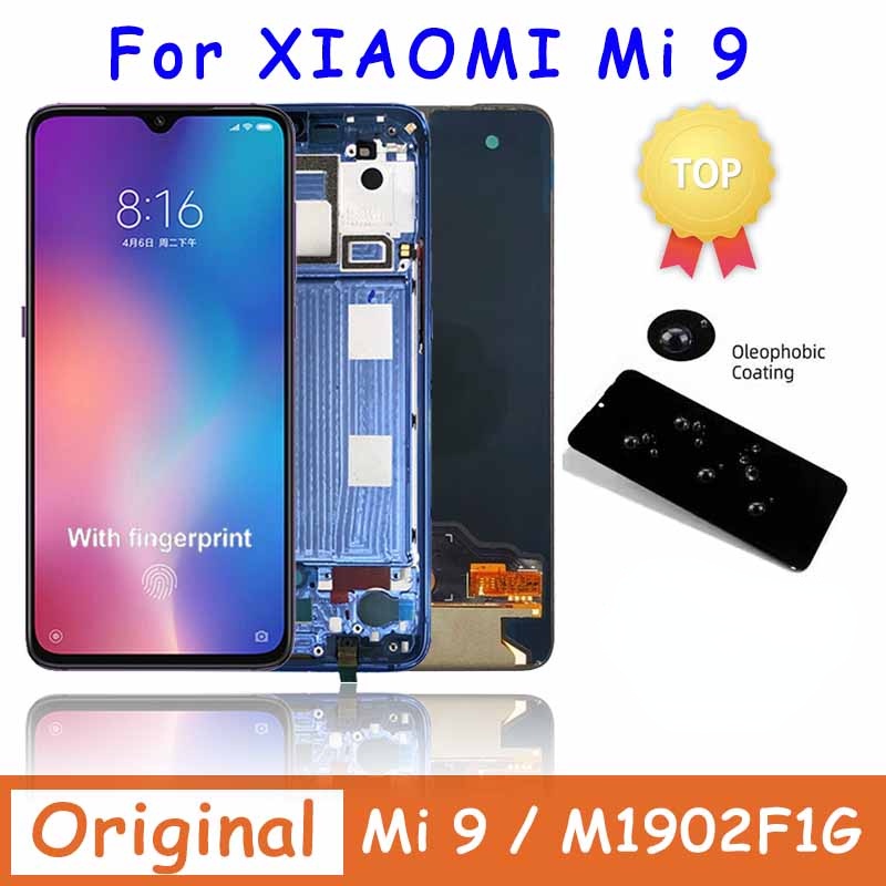 6.39“ Super AMOLED手機螢幕總成適用於小米Xiaomi Mi 9 Mi9 M1902F1G 維修替換件