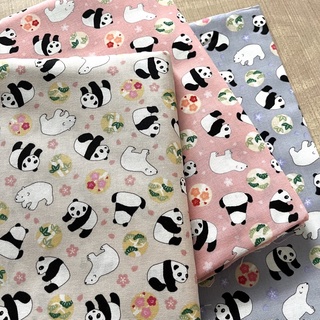 【現貨】日本布 - 櫻花貓熊 北極熊 3色 棉布 布料 布 印花布 進口布 手作 | 布喜翻