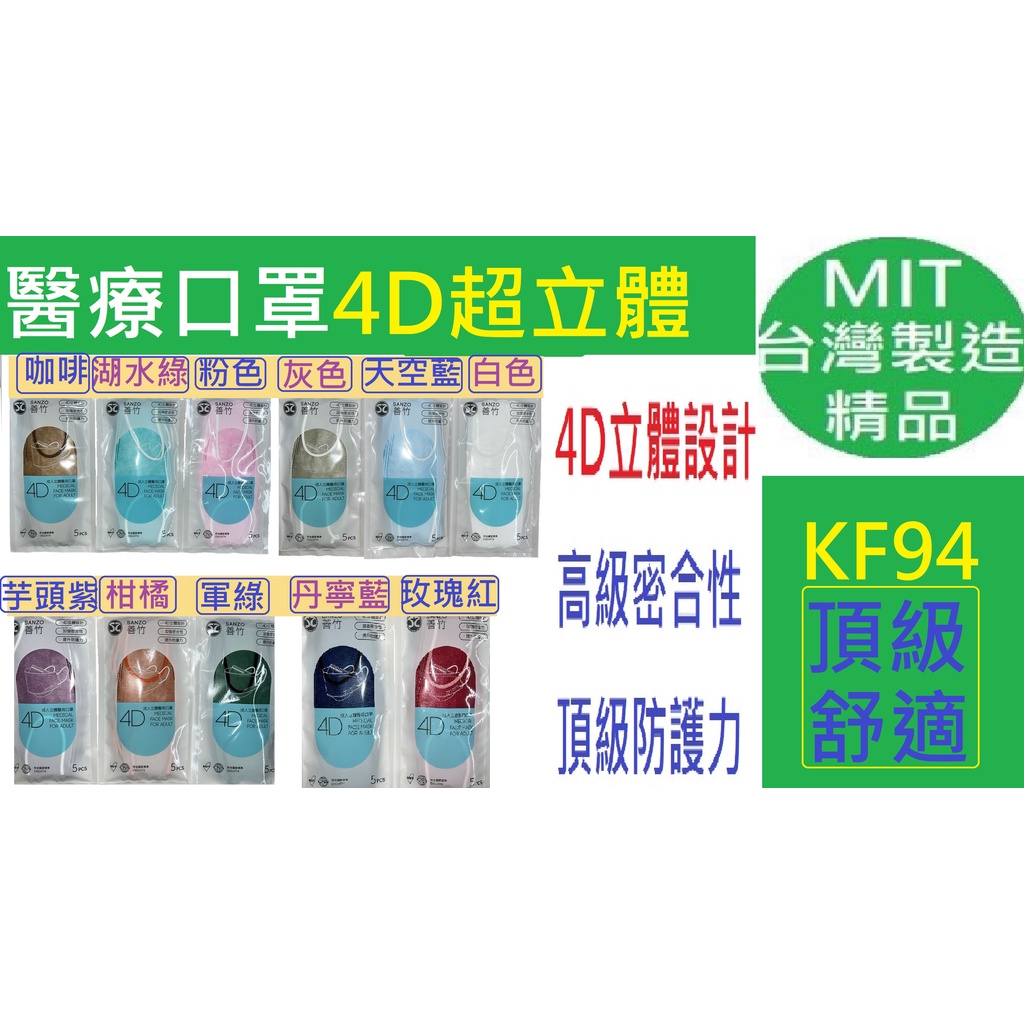 特價超取台灣製造》雙鋼印MD》 善竹KF94醫療口罩》 1包5片》 成人口罩 醫療用 頂級舒適4D立體口罩》 加強密合性