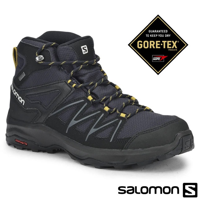 【索羅門 SALOMON】男款 DAINTREE GTX 防水透氣耐磨中筒登山鞋 /416784 夜空藍/黑/苔綠