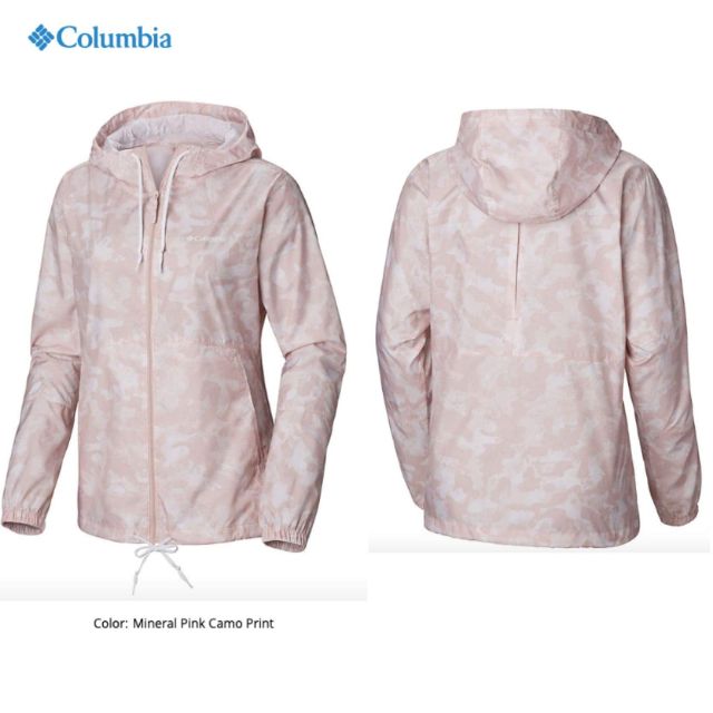 columbia免運粉迷彩風衣外套(哥倫比亞)實品很美唷，超輕薄