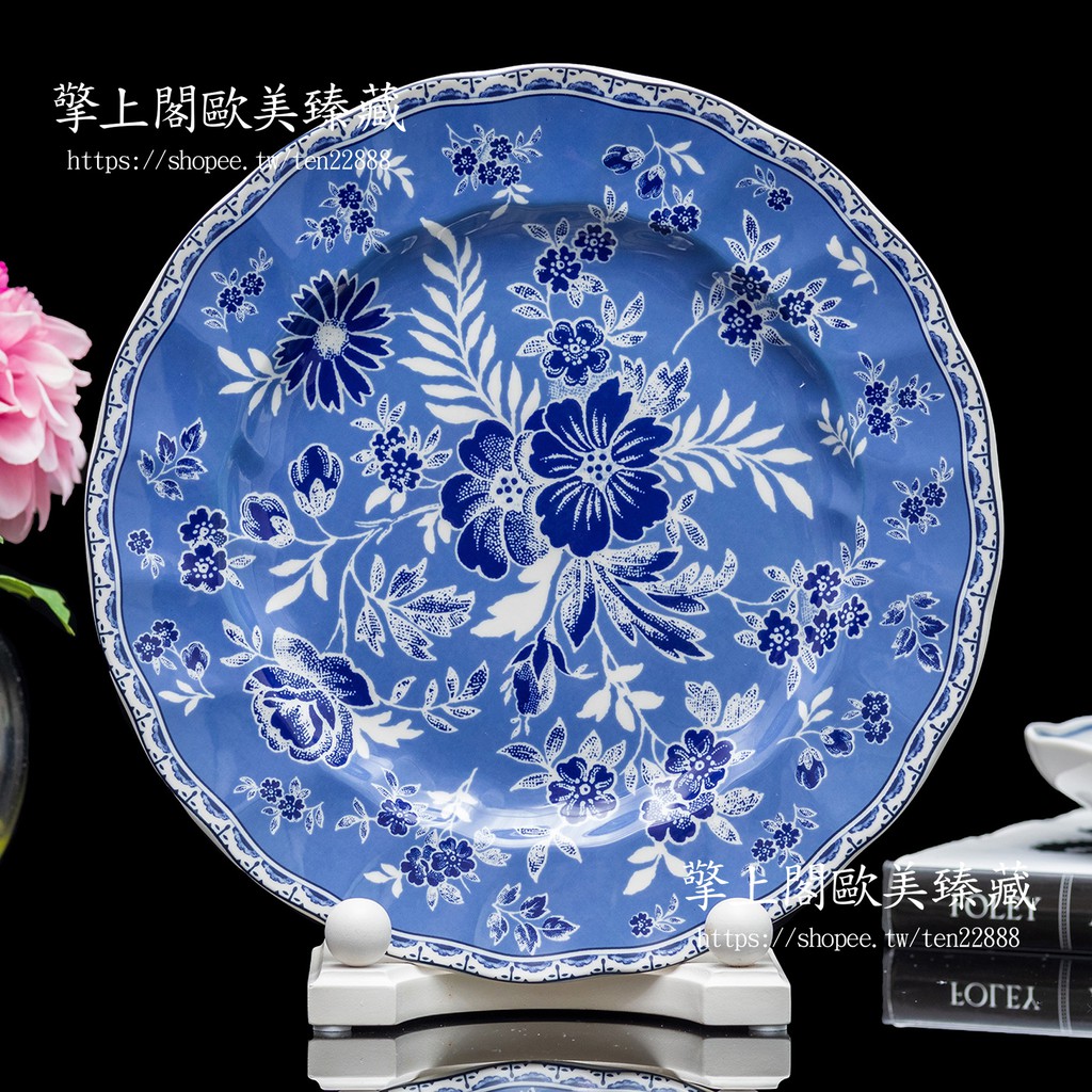 【擎上閣】英國wedgwood Johnson Brothers藍色青花陶瓷餐盤菜盤