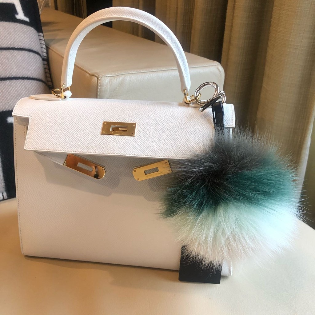 保證全新正品 FENDI 三色 拼接 狐狸毛 包包 吊飾 鑰匙圈