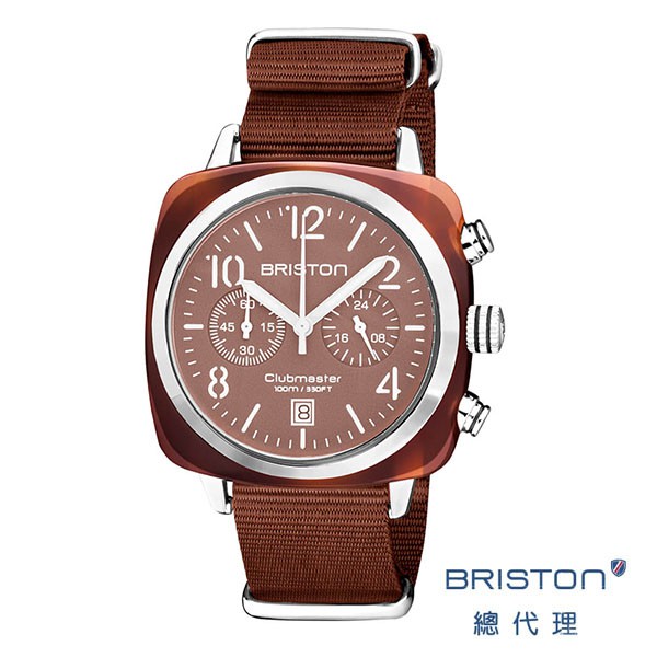 BRISTON 手工方糖錶 可可色 銀框 雙眼 方糖錶 時尚百搭  女錶 手錶 男錶 6782