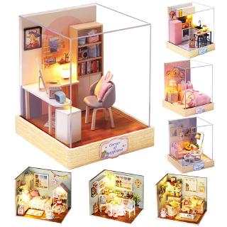 Cutebee Diy 娃娃屋微型套件帶傢俱、手工家居收藏品、兒童禮品玩具 H07