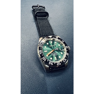 訂製無現貨【改錶玩面】Seiko Mod 精工 gmt 綠面 橘針 自動上鍊 藍寶石玻璃 機械錶