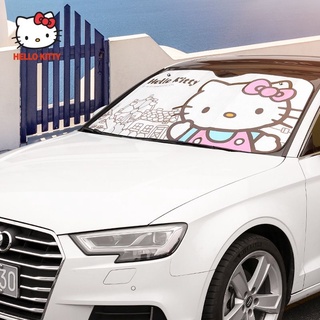 創意車用用品Hellokitty汽車前檔防晒隔熱遮陽擋卡通兒童吸盤式遮陽簾車窗簾遮陽板