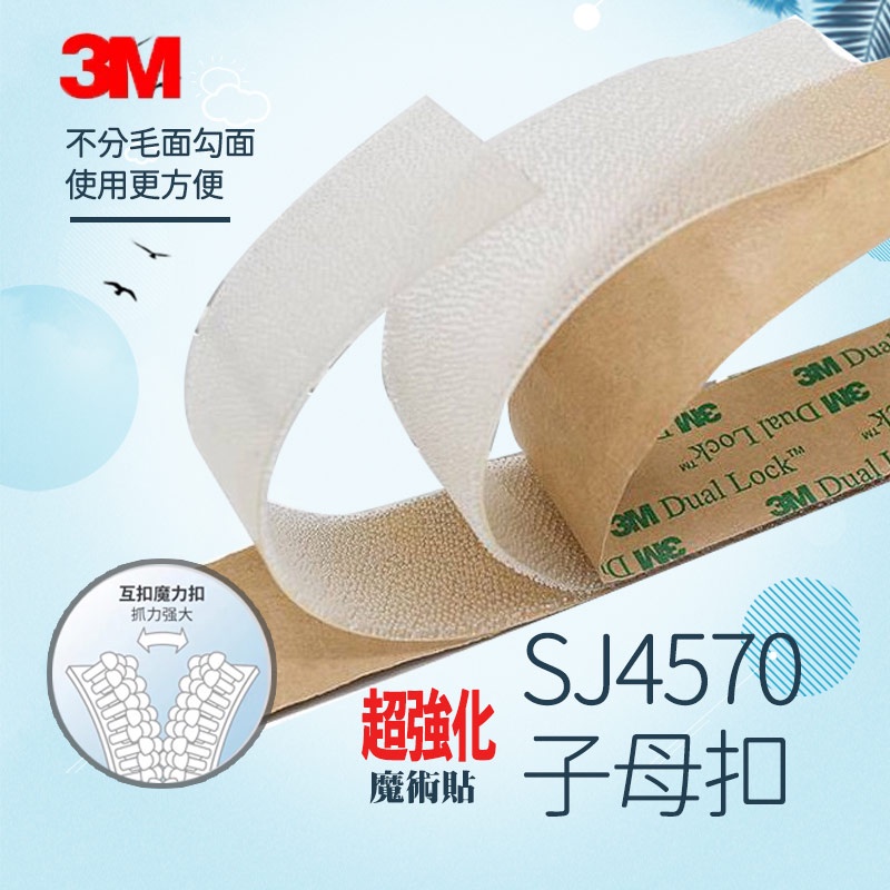 3M透明子母扣 SJ4570 對扣黏貼式 搭扣  蘑菇頭搭扣帶 魔術扣  工業搭扣  2.5MM厚