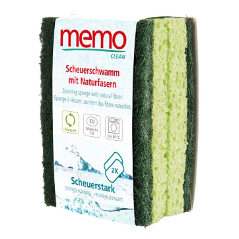 《 memo 》現貨 纖維清潔海綿 2入 吸水海綿 菜瓜布 廚房 浴廁清潔 生活用品