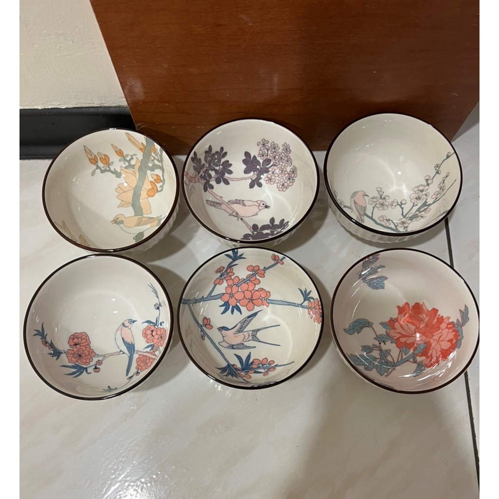 故宮碗 彩繪花鳥 瓷碗   開發金股東會紀念品   一組6入 收藏紀念 故宮