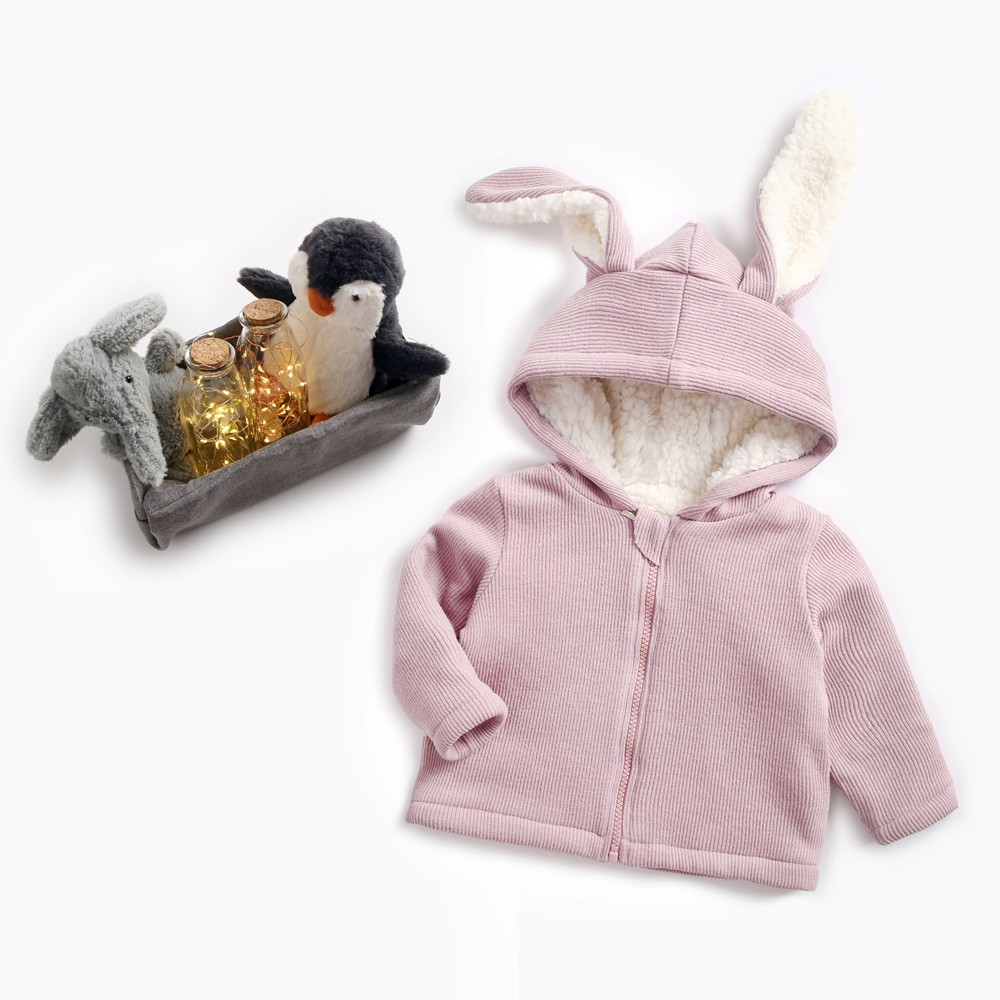 Sanlutoz 男女寶寶兒童冬季保暖外套羊羔毛 幼兒衣服可愛兔耳朵造型