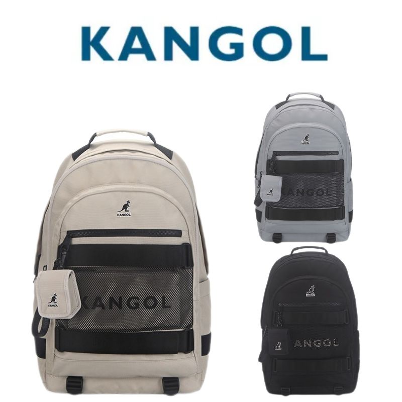 【較長備貨！附零錢包！】韓國代購 kangol 新款後背包 旅行 大容量 休閒 格子 書包 學生書包 黑色 奶茶色 灰色