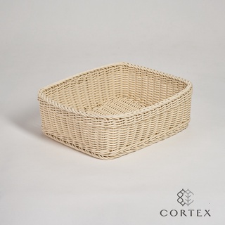 CORTEX 收納籃 仿籐籃 長方型W43 米白色