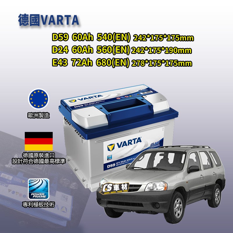 CS車材 - VARTA 電池 MAZDA 馬自達 TRIBUTE EFB 充電制御 代客安裝