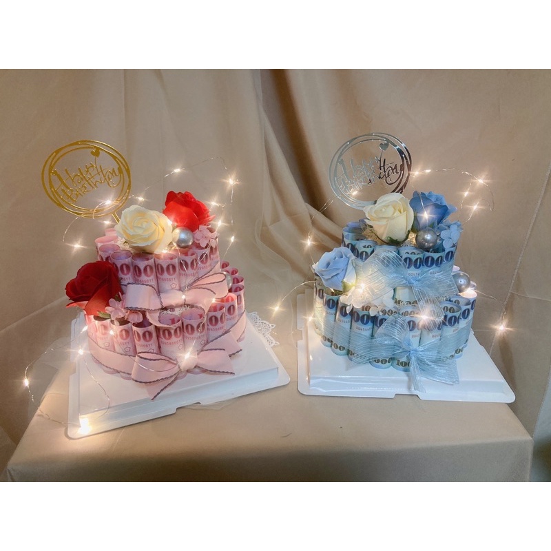 24小時內出貨DIY［鈔票蛋糕材料包］香皂玫瑰 有錢花蛋糕 情人節禮物 七夕情人節禮物 生日禮物 父親節禮物 母親節禮物