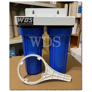 (WDS)10吋小胖二道式烤漆吊片過濾器(藍色濾殼) 全戶淨水器 水族箱 飲水機 水塔過濾器(6分進出水口)只要600元