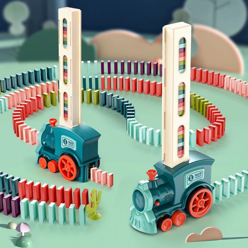 兒童玩具 自動發牌骨牌小火車 電動多米諾火車 積木骨牌火車 顏色訓練 自動小火車 益智玩具親子互動