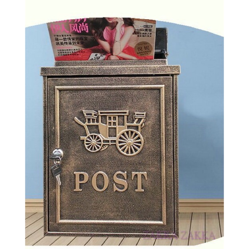 [HOME] 馬車信箱 古銅金鑄鋁信箱 免運 加強塗裝版 耐候性佳 可放4A雜誌類郵件