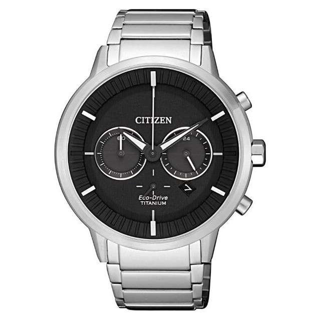 CITIZEN 星辰 CA4400-88E 簡約光動能鈦金屬計時腕錶 /銀+黑面 42mm