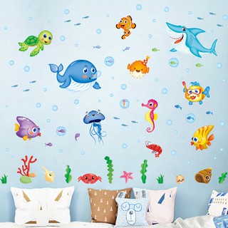 壁貼 可愛海洋生物 牆貼可愛壁貼 壁紙 背景貼 裝飾貼紙 Loxin