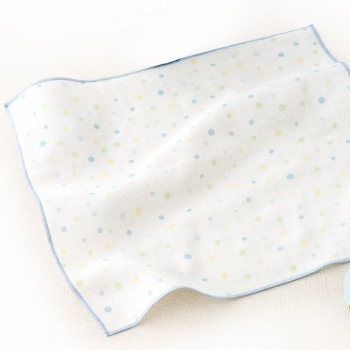 【ding baby】MIT台灣製 純棉紗布手帕-藍點-10入 C-4712928920204 (印花x5+純白x5)