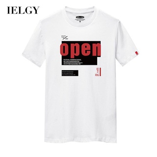 IELGY 男士短袖 T 恤時尚休閒印花上衣寬鬆大碼