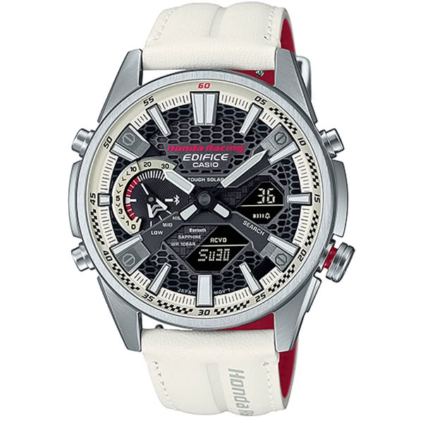 【CASIO】EDIFICE 限量Honda世界冠軍車聯名款計時手錶-錦標賽白色版(ECB-S100HR-1A)