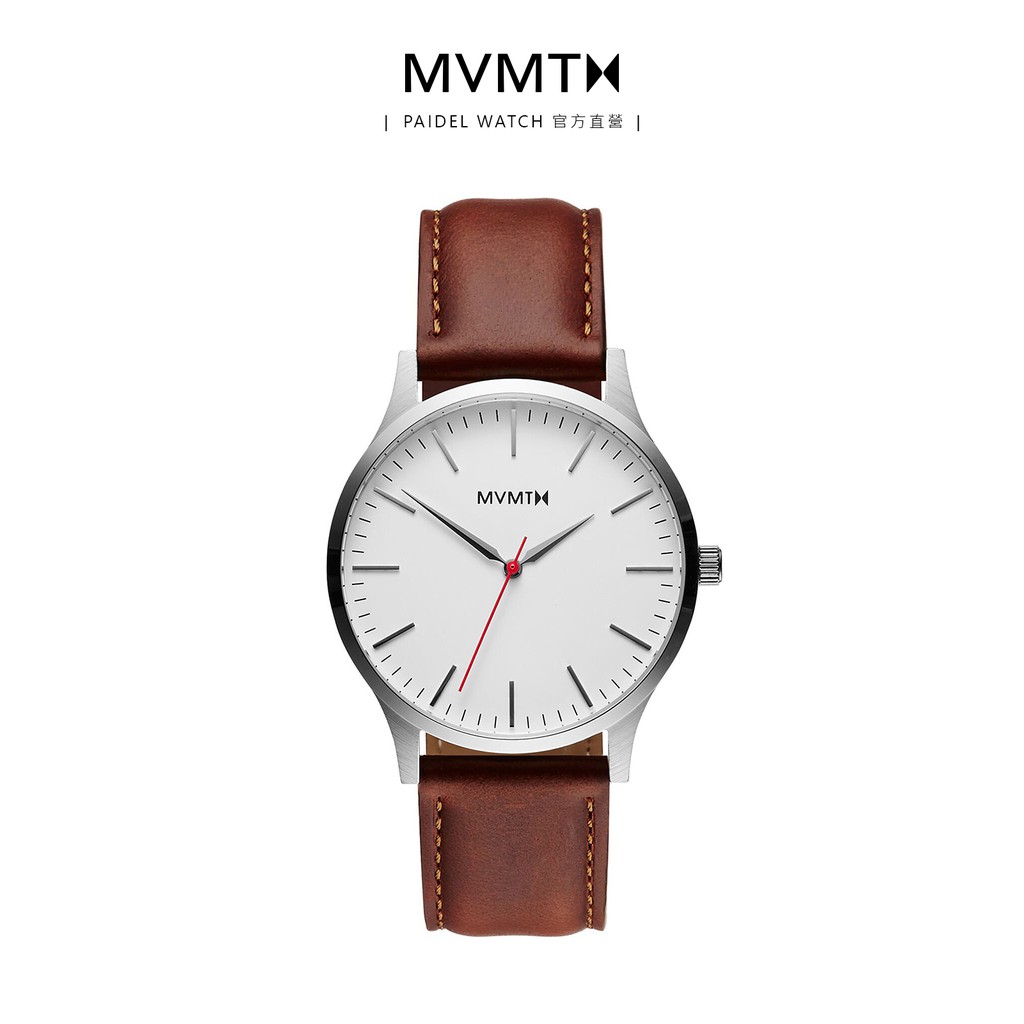 MVMT 40 Series系列Silver Natural Tan-褐色皮帶白面銀殼手錶